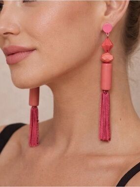 Ava & Aiden Pink Tassel Earrings
